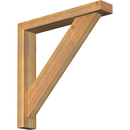 Ekena Millwork Traditional Block Rough Sawn Bracket w/ Offset Brace, Western Red Cedar, 4"W x 24"D x 24"H BKT0402X24X24TRA05RWR